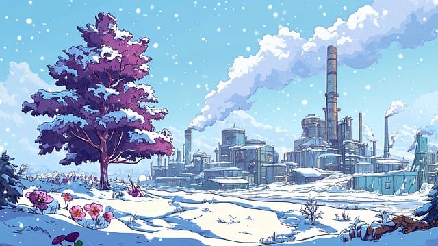 Free ai generated winter factory illustration