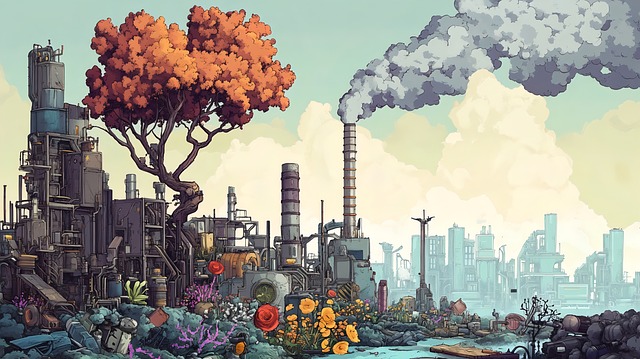 Free ai generated winter factory illustration