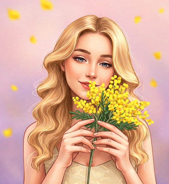 Free generated by the ai woman flowers illustration