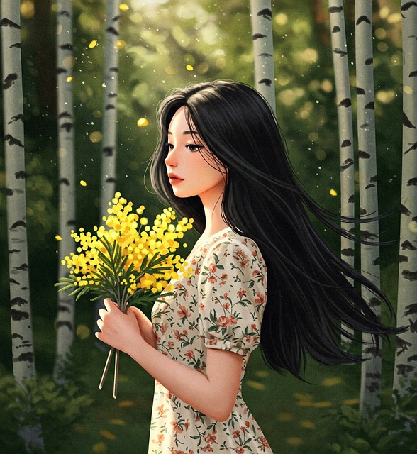 Free generated by the ai woman flowers illustration