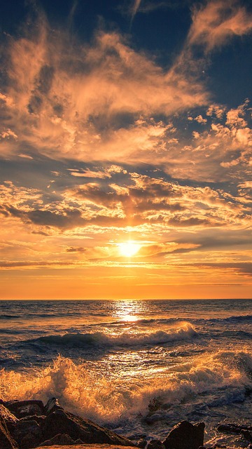 Sunset, Sea Surface, 自然, Sky