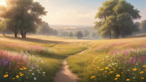 Free Trees Wild Flowers illustration and picture