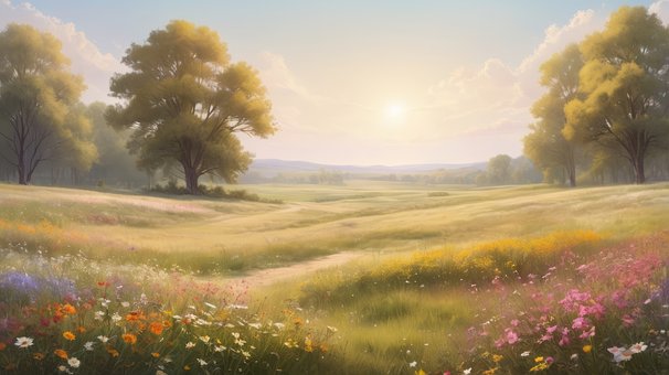 Free Trees Wild Flowers illustration and picture