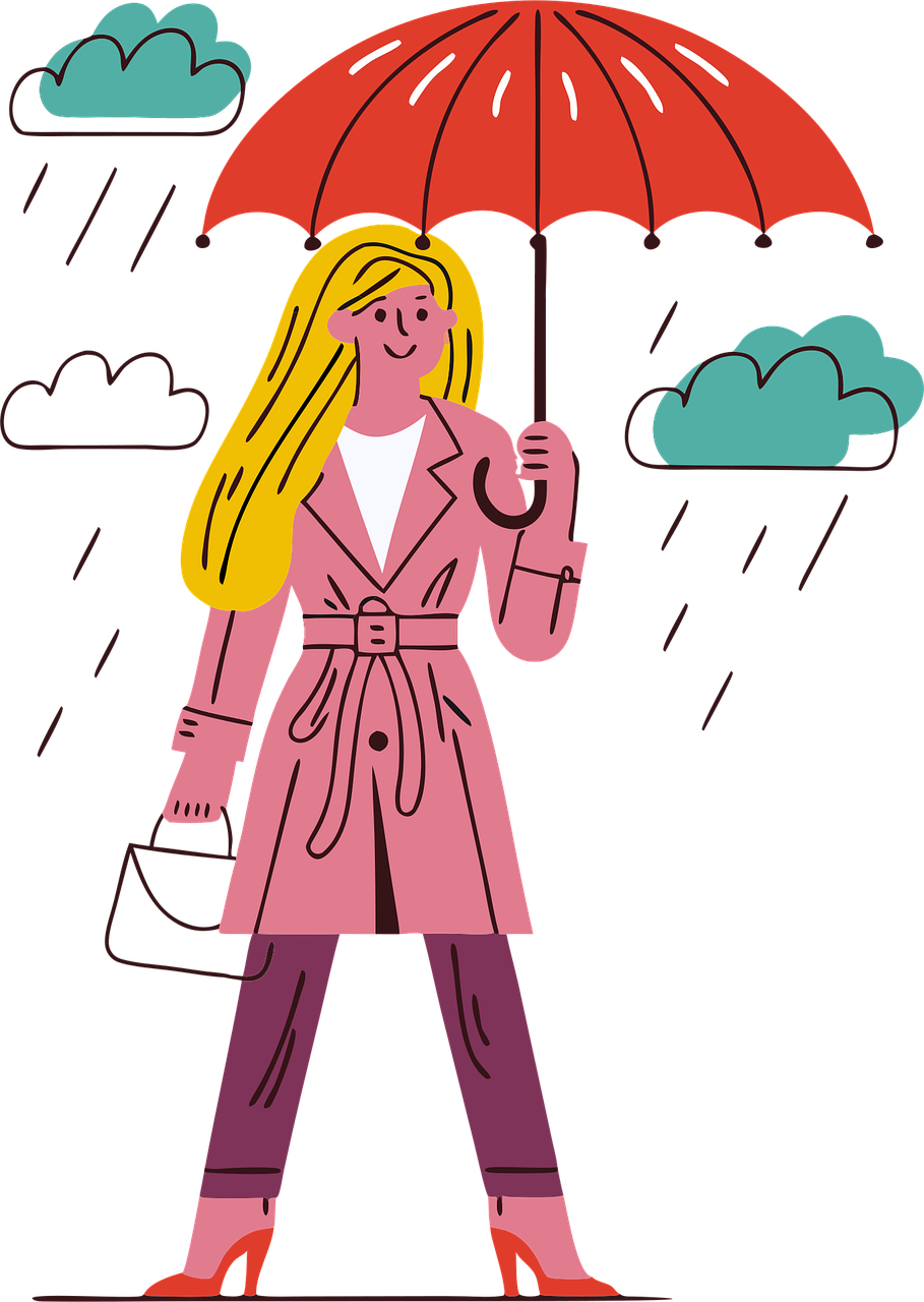 Download Ai Generated Rainy Day Woman With Umbrella Royalty Free