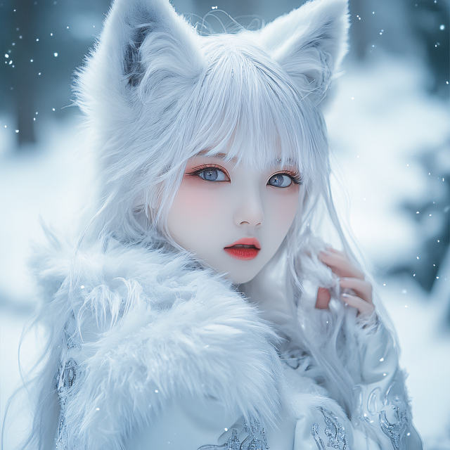 Free ai generated girl wolf illustration
