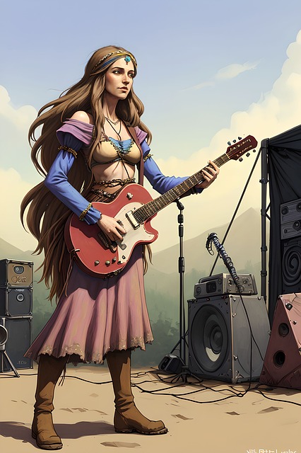 Free ai generated female singer festival illustration