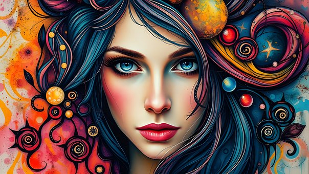 Wild, Vrouw, Ronddraaien, Blauw