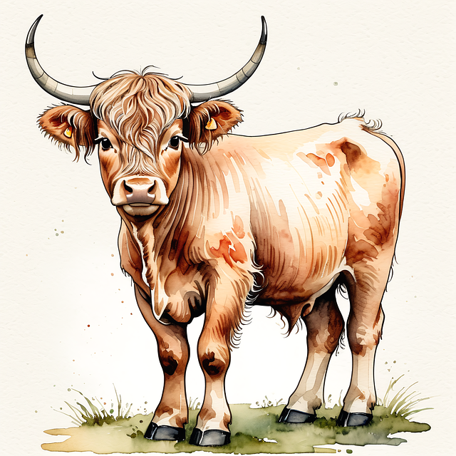 Free ai generated highland calf school illustration