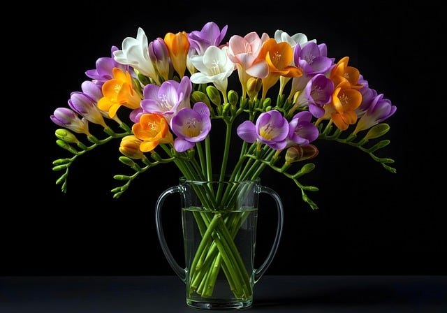 Free freesia bouquet flowers illustration