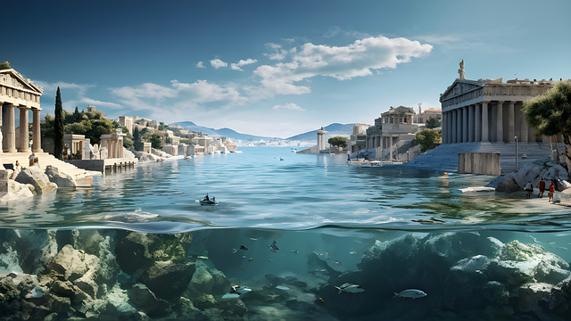 Free ai generated flooded city coastal flooding illustration