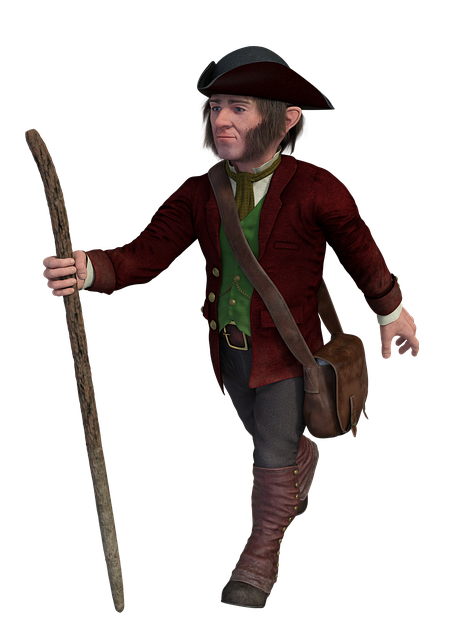 Free Male Male With Walking Stick Walking illustration and picture