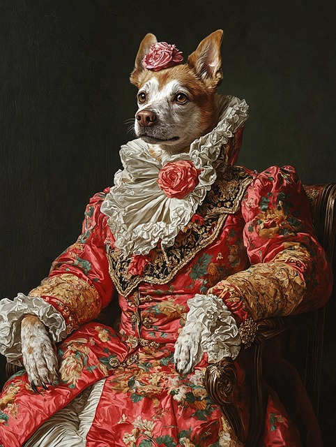 Hund, Barok Påklædning, Blomstret Kjole