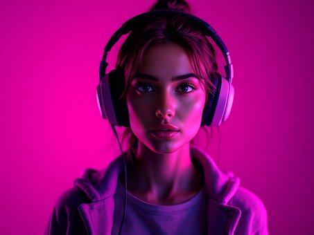 Ai Generado, Mujer, Música, Auriculares
