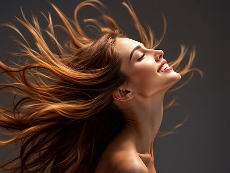 Mujer, Pelo Largo, Sonriente, Felicidad