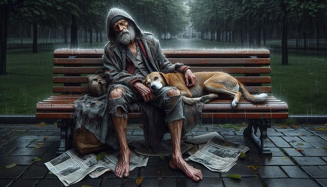 Free ai generated homeless man illustration