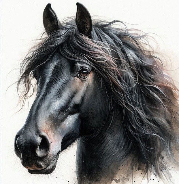 Ai Genereret, Hest, Rytter, Akvarel