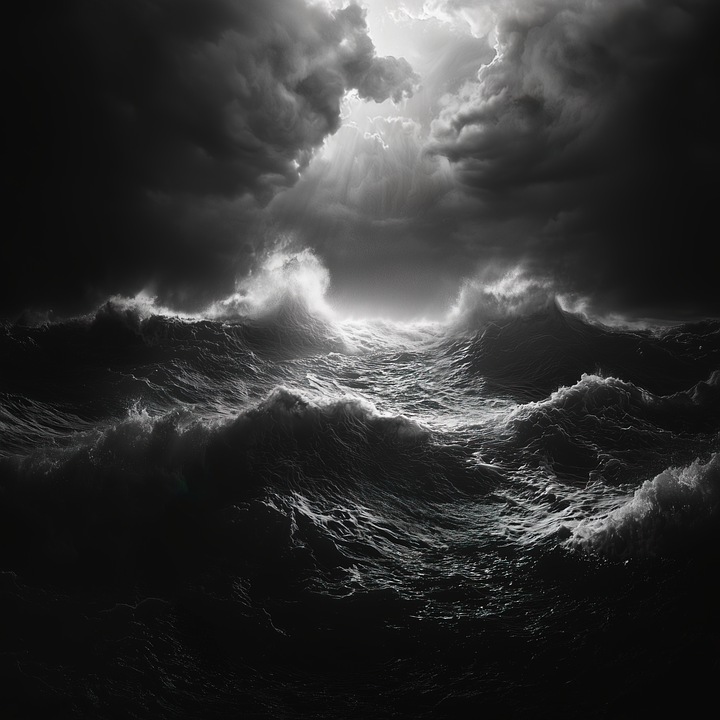 Download Black And White Seascape, Stormy Ocean, Dramatic Waves ...