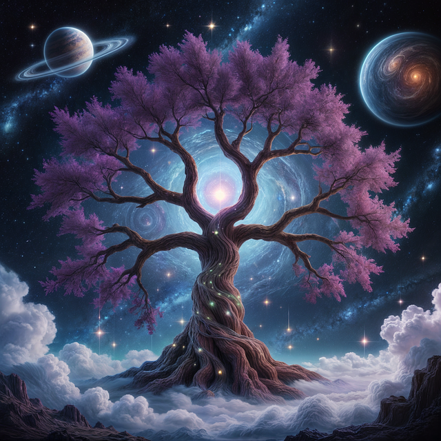 Free ai generated tree celestial illustration