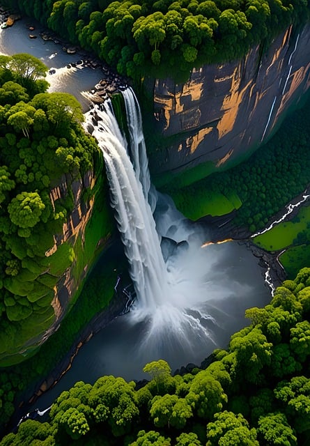 Free waterfall river landscape illustration