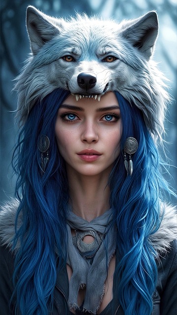 Vrouw, Wolf, Natuur, Fantasie, Roofdier