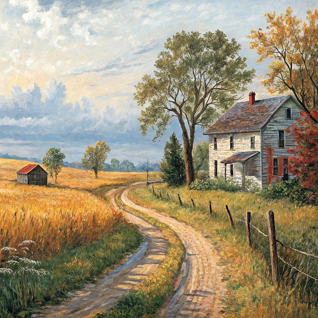 Free ai generated rural landscape illustration