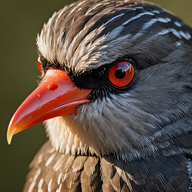 Free red-billed woodpecker bird close up illustration