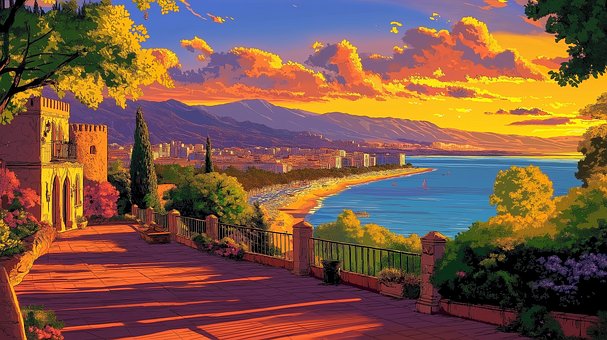 Free Sunset Beach illustration and picture