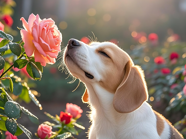 Free ai generated dog rose illustration