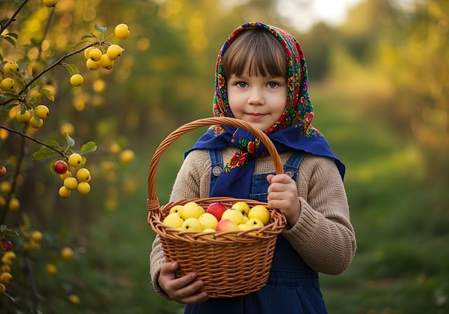 Free apples the little girl bin illustration