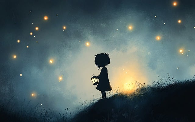Free ai generated girl night illustration
