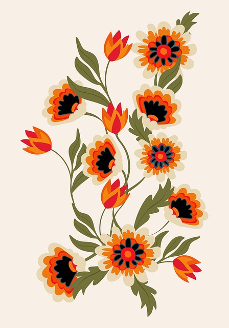 Blumen, Muster, Hintergrund, Retro
