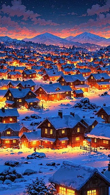 Ai Gegenereerd, Dorp, Winter, Huizen