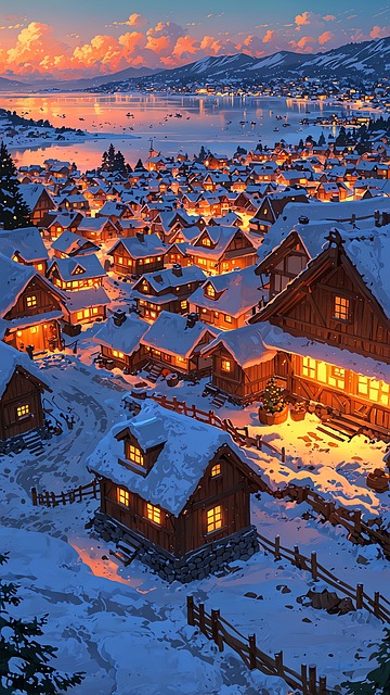 Ai Gegenereerd, Dorp, Winter, Huizen