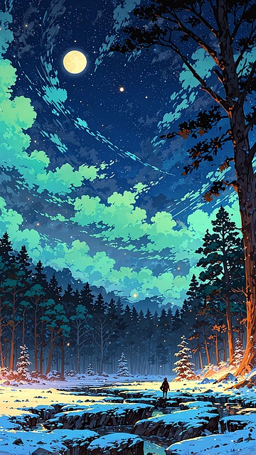 Ai Gegenereerd, Rivier, Winter, Nacht