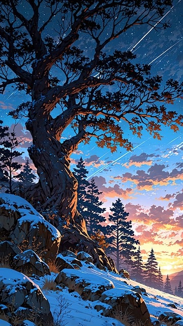 Ai Genereret, Træer, Vinter, Sne, Anime