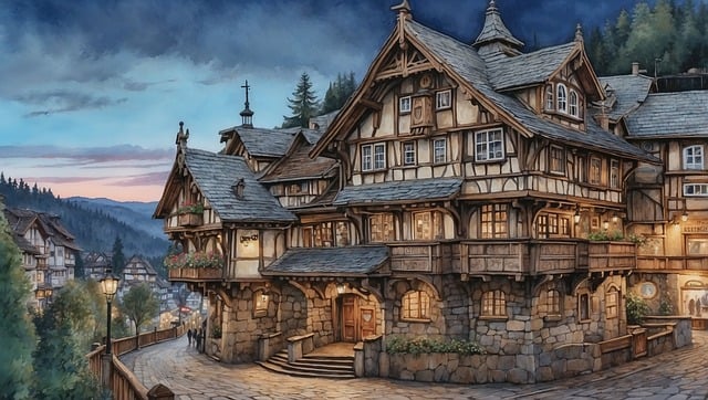 Free ai generated house village illustration