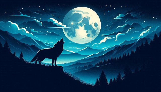 Free ai generated wolf night illustration