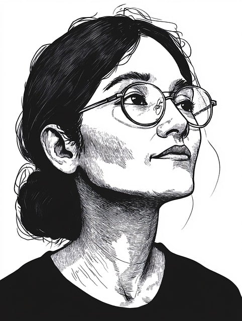 Ai Generiert, Frau, Brille, Skizzieren