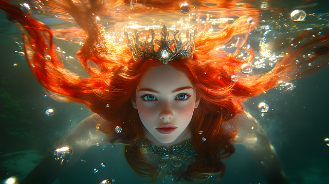 Free ai generated mermaid underwater illustration