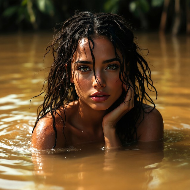 Frau, Fluss, Natur, Wasser, Schwimmen