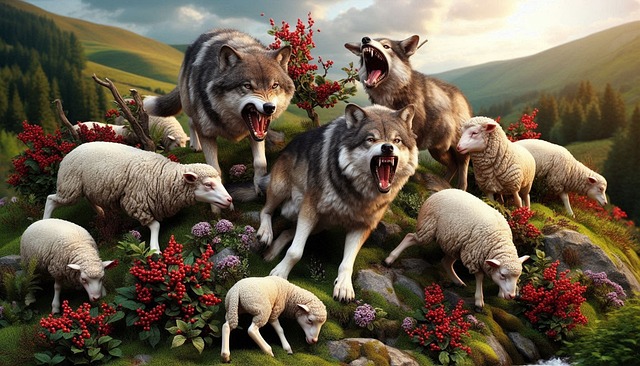 Download Ferocious, Wolves, Sheep. Royalty-Free Stock Illustration ...