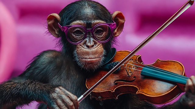 Download free HD stock image of Chimpanzee Monkey Free chimpanzee monkey violin illustration