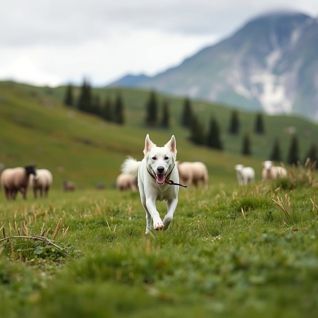 Free ai generated dog pyrénées illustration