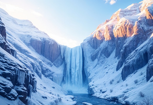 Free ai generated waterfalls snow illustration