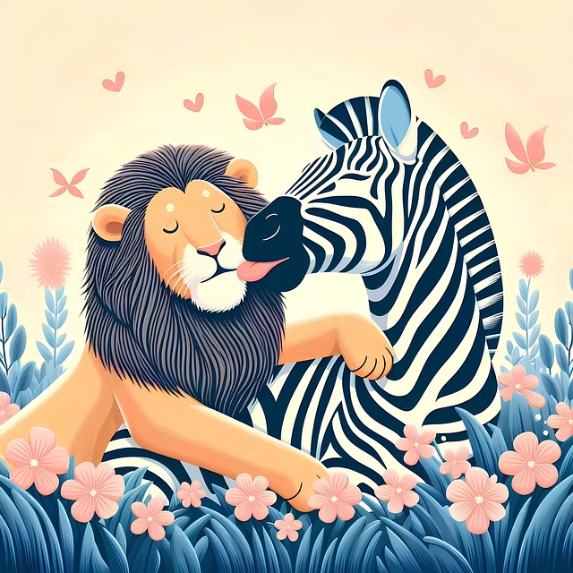 Ai Genereret, Løve, Zebra, Romantik