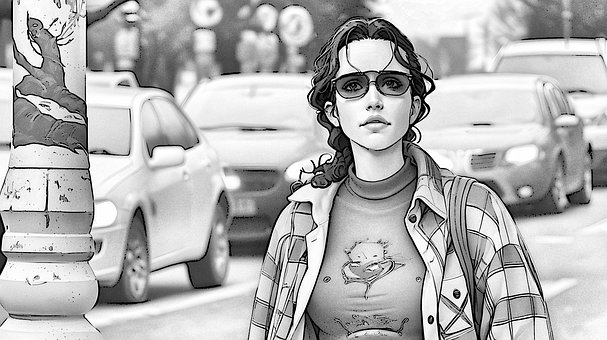 Free Woman Street illustration and picture