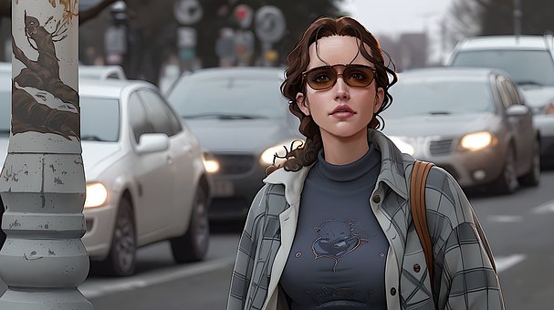 Free Woman Street illustration and picture