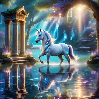 Free Silver Unicorn illustration and picture