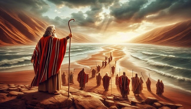 Free ai generated moses parting illustration