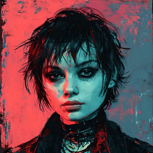 Free ai generated woman post punk illustration